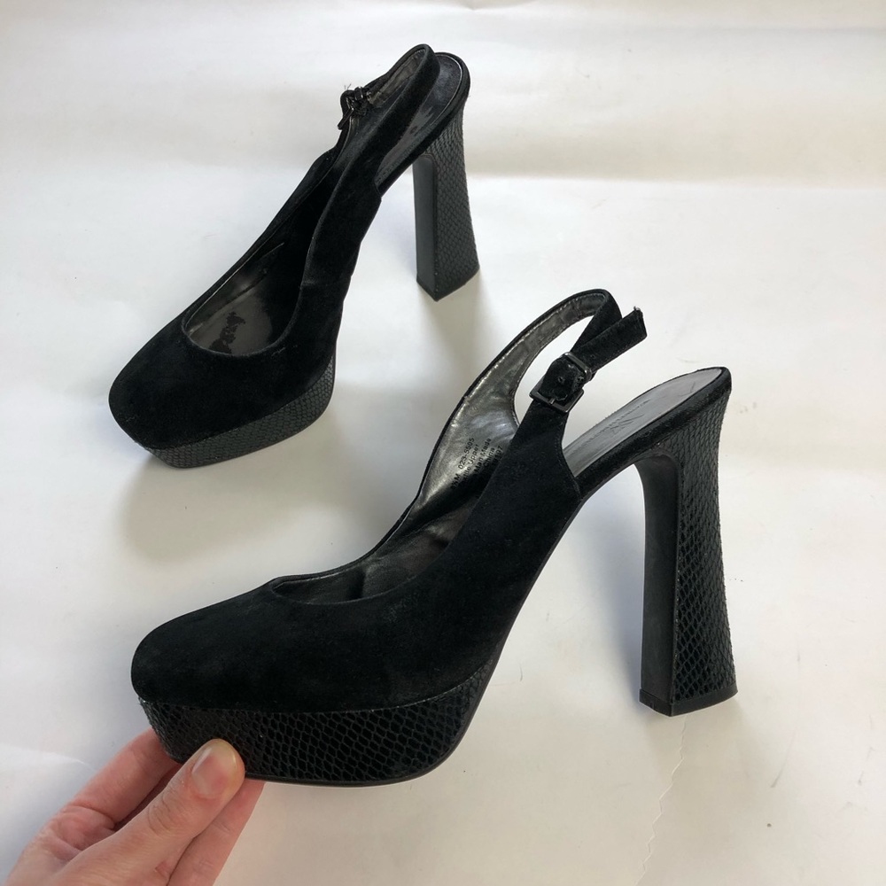 Vintage Black Velvet High Heels